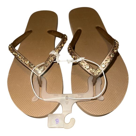 Shade & Shore Copper Flip Flop Sandals, Size 6 - Picture 2 of 5